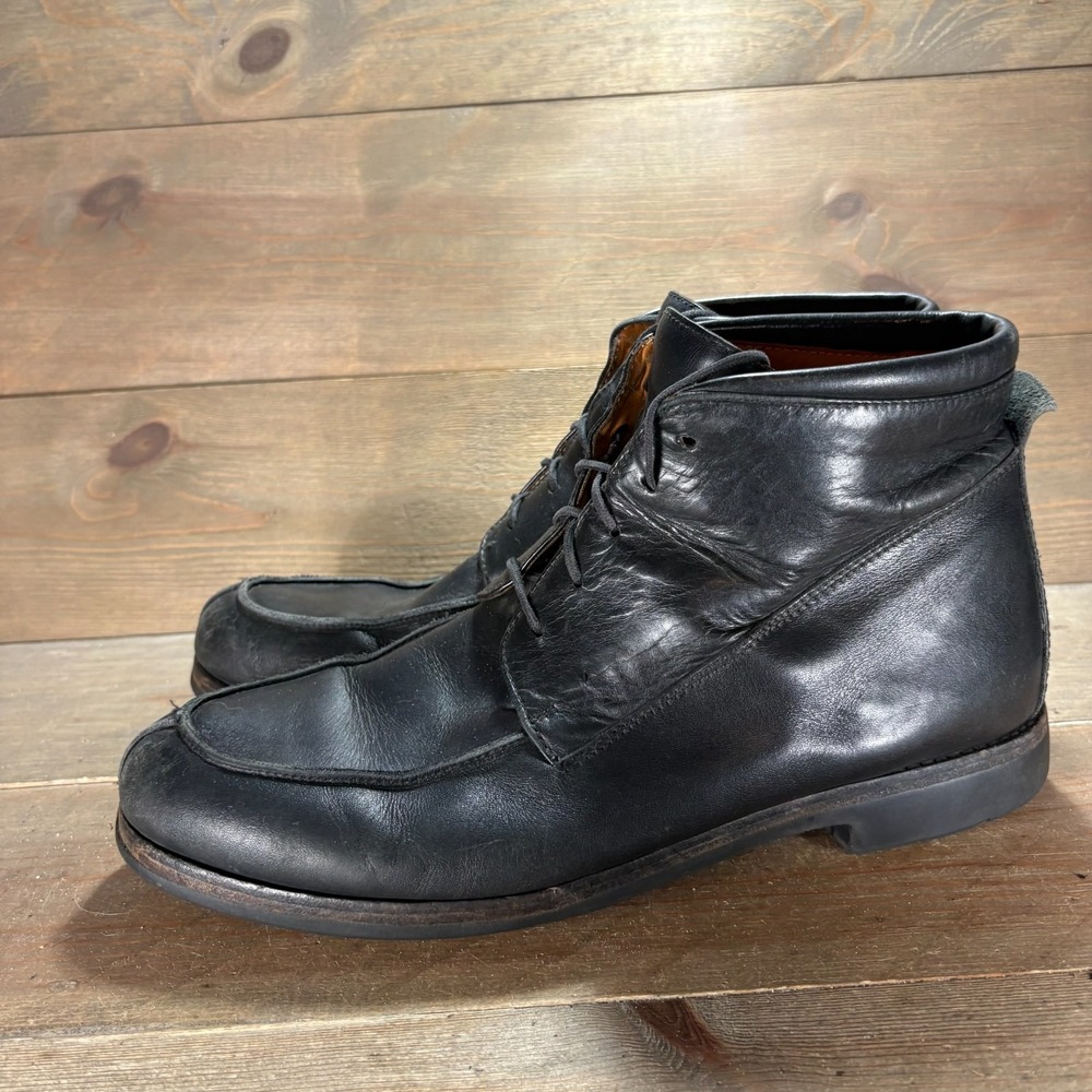 cole haan Mens size 13 shoes Black Leather Moc Toe Lace Up chukka boots